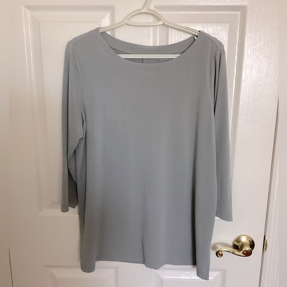 Susan Graver Gray Liquid Knit Tunic - Picture 1 of 5